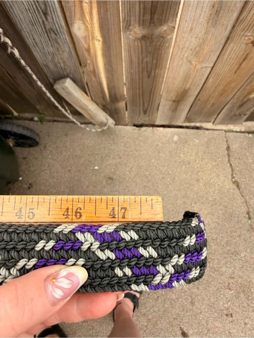 Vintage Woven Braided Belt in Black, Gray & Purple with Silver Buckle